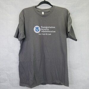 TSA T-shirt Mens L "Don't Touch My Junk" Unisex Jersey Short Sleeve Tee Grey USA